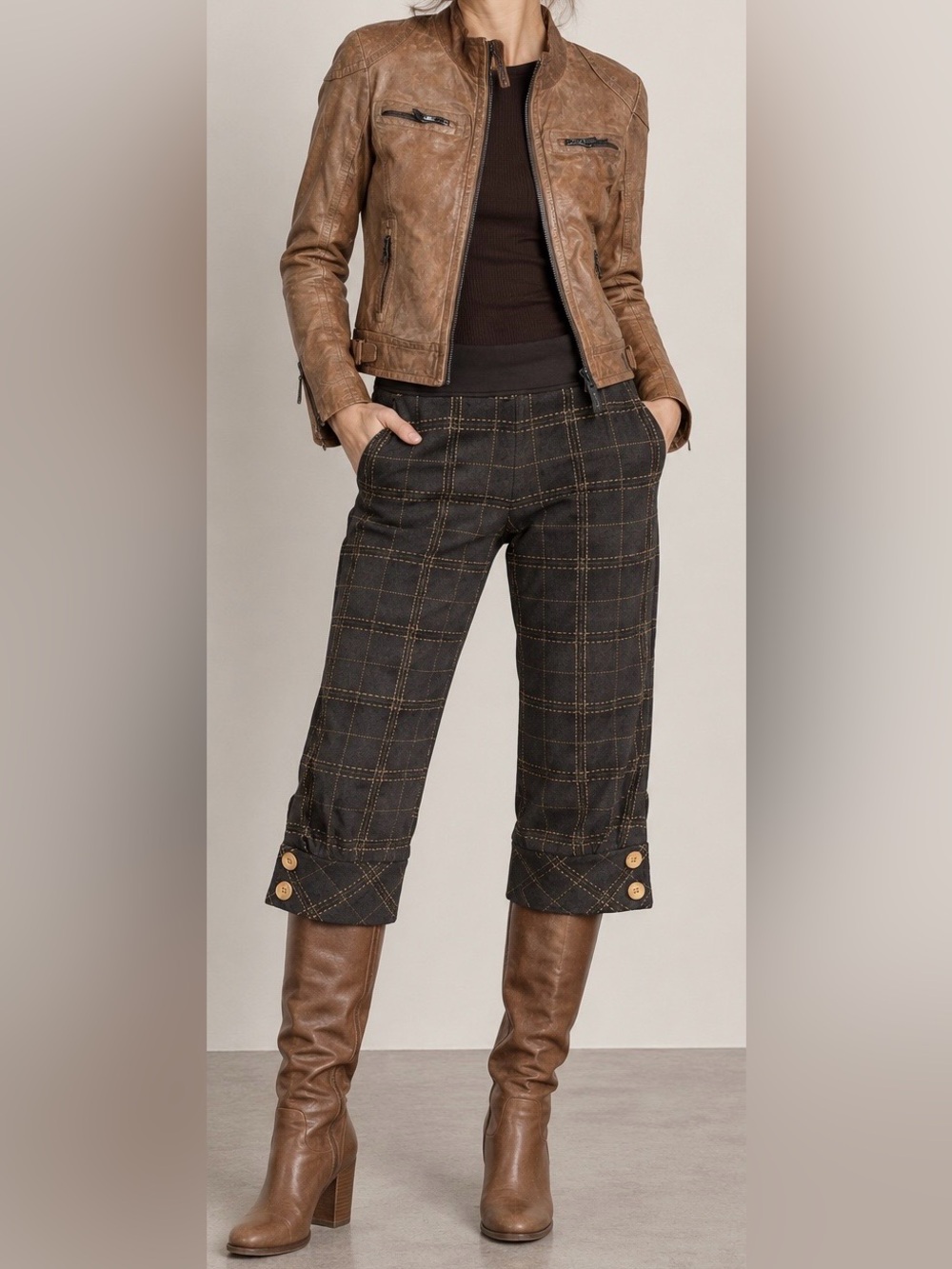 Annie 50 Y2K Low Rise Cropped Plaid Pants Size 6 Made in Montreal
